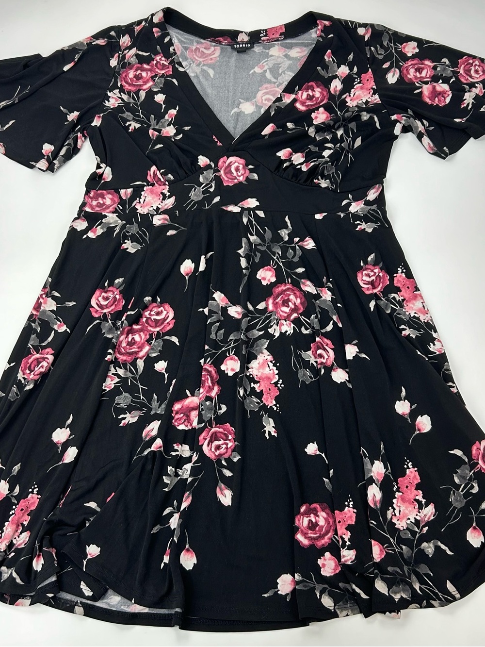 Torrid size 2 Black Dress with Pink Rose Print
